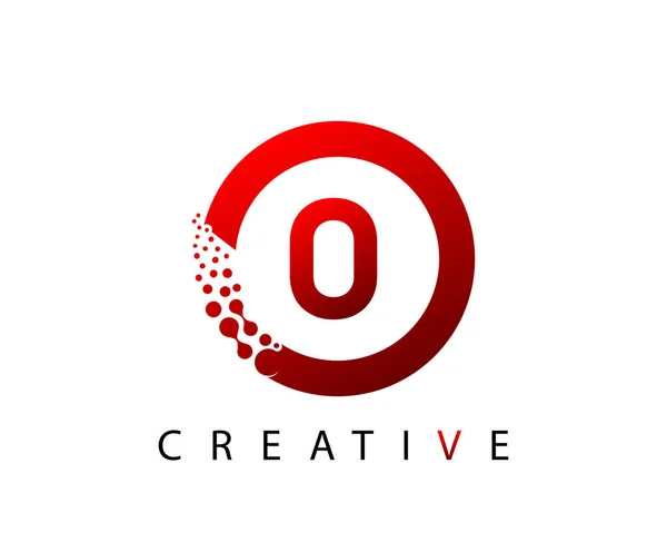 Röd Cirkel Brev Prickad Techno Logotyp — Stock vektor
