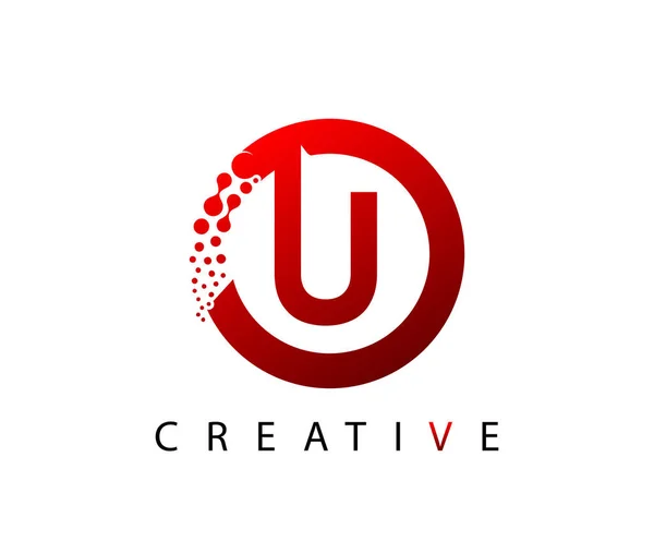 Red Circle Letter Gepunktetes Techno Logo — Stockvektor