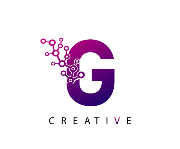 Logo Techno Letter Con Color Púrpura Rosado Diseño Puntos Partículas — Archivo Imágenes Vectoriales