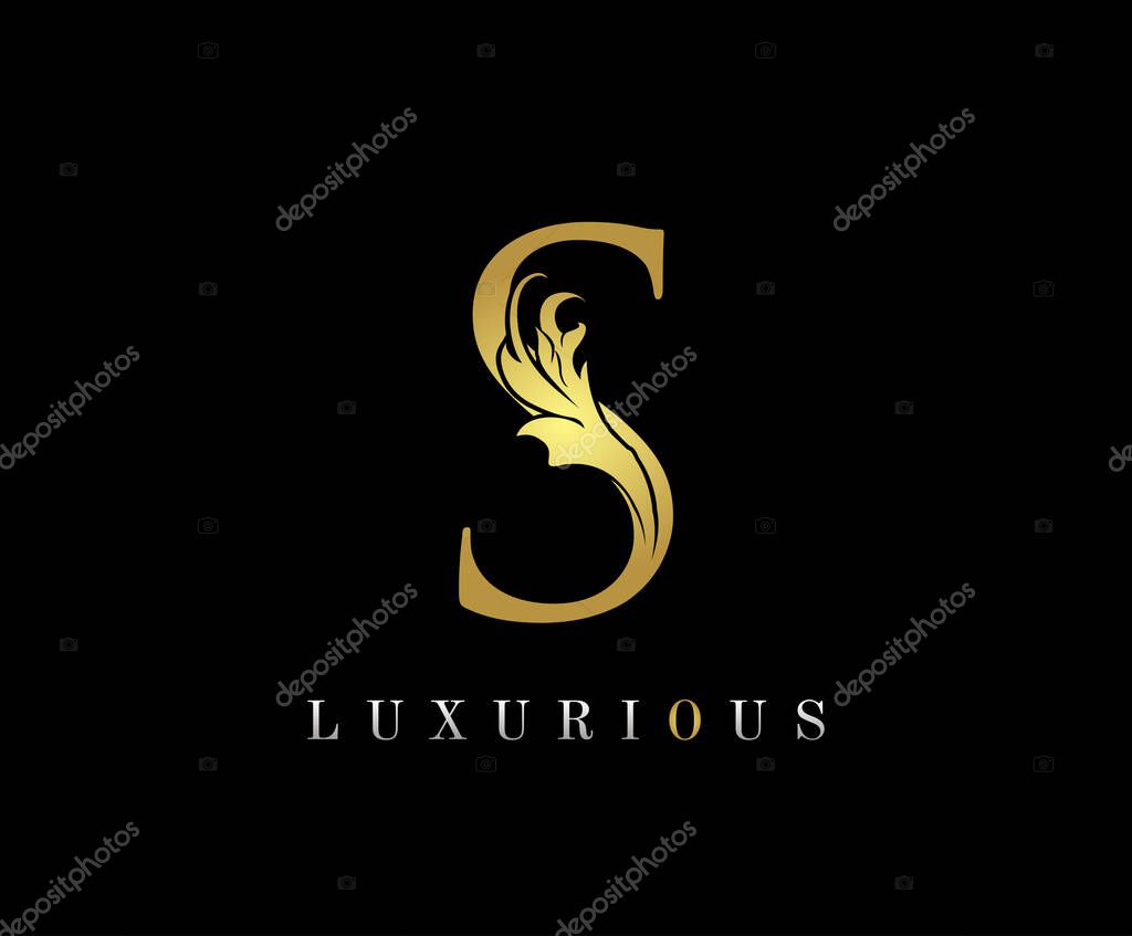 Elegant Gold S Letter Floral Logo