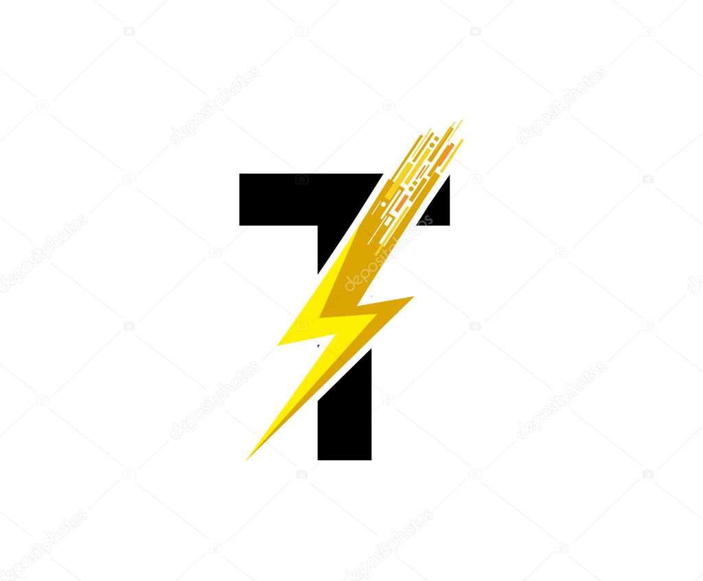 Techno Flash T Letter Logo.