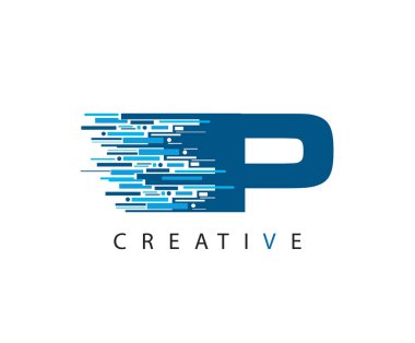 Hızlı Dijital P Harfi Logosu