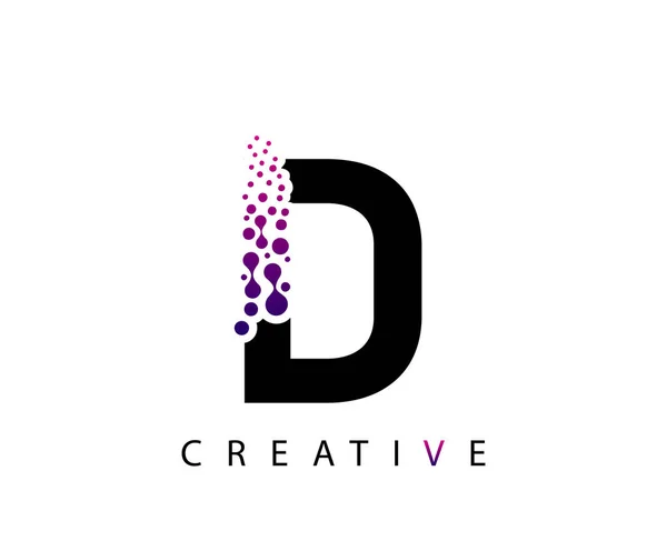 Lettre Logo Avec Rose Violet Couleur Particules Points Conception — Image vectorielle