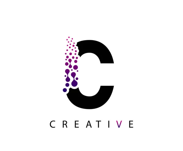 Lettre Logo Avec Rose Violet Couleur Particules Points Conception — Image vectorielle