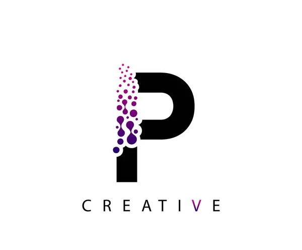 Logotipo Letra Con Diseño Puntos Partículas Color Púrpura Rosado — Archivo Imágenes Vectoriales