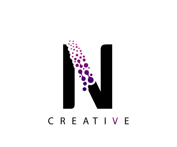 Lettre Logo Avec Rose Violet Couleur Particules Points Conception — Image vectorielle