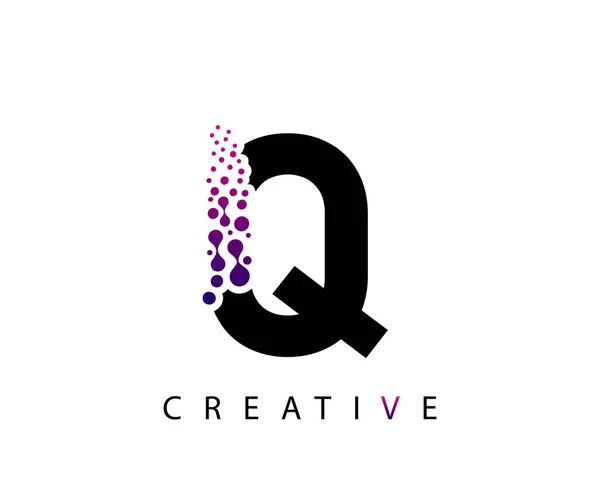 Logotipo Letra Con Diseño Puntos Partículas Color Púrpura Rosado — Vector de stock