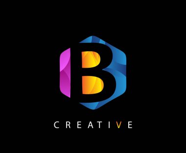 Yaratıcı Altıgen B Harfi Logosu.