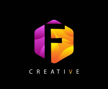 İlk F Renkli Modern Altıgen Logosu