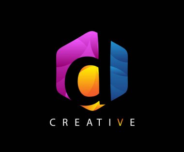 Baş harfleri d Modern Altıgen Logosu