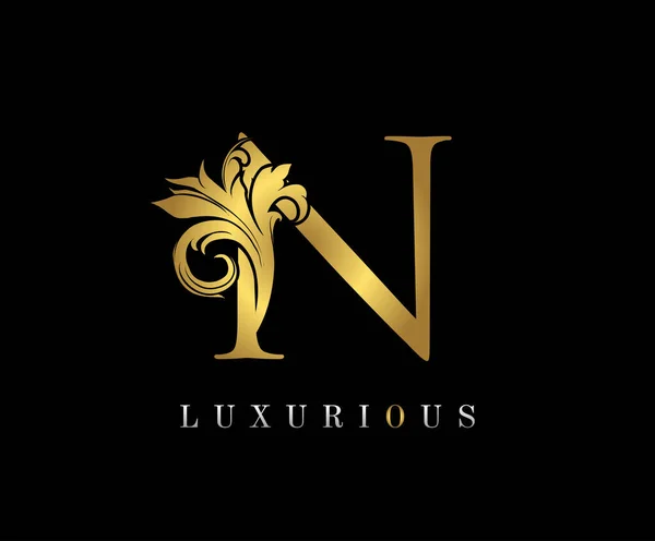 Golden Élégante Lettre Style Royal Gracieux Calligraphique Beau Logo Emblème — Image vectorielle