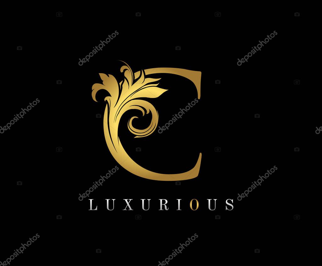 Golden C Luxury Logo Icon, Classy Letter Logo Design.