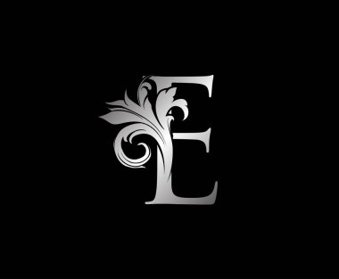 Butik, Mücevher, Güzellik Salonu, Kozmetik, Kaplıca, Otel ve Restoran Logosu için Klas Yaprak Şekli Gümüş E Harfi Tasarımı Mükemmel.