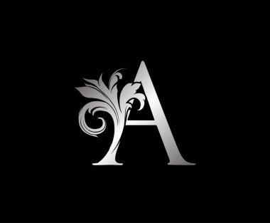 Butik, Mücevher, Güzellik Salonu, Kozmetik, Kaplıca, Otel ve Restoran Logosu için Gümüş Harf Yaprakları Şekli Tasarımı Mükemmel.