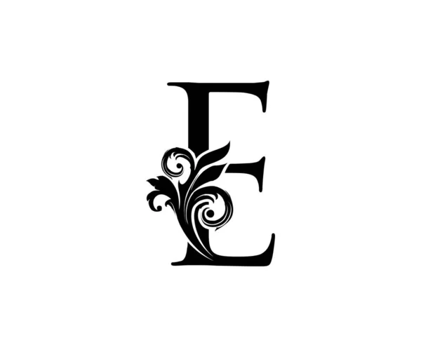 Винтажная Буква Вектор Дизайна Буквы Черным Цветом Цветочным Рисунком — стоковый вектор