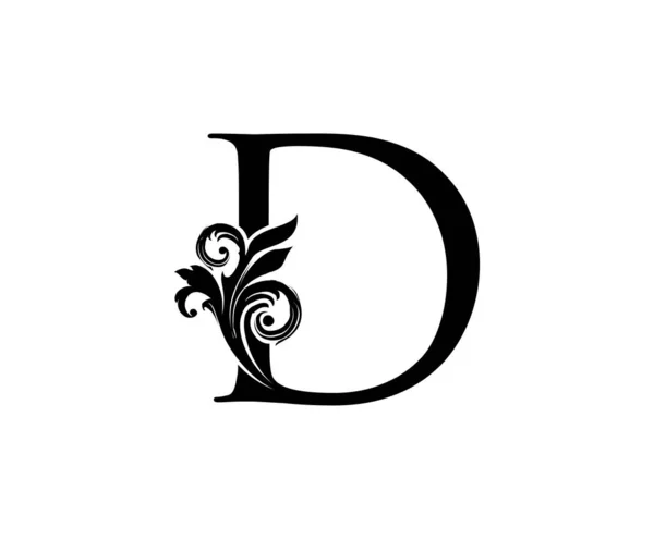 Vintage Letter Logo Dopis Design Vektor Černou Barvou Květinovou Ručně — Stockový vektor