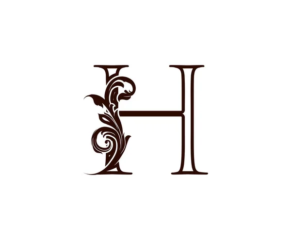 モノグラム自然花H高級手紙ロゴコンセプト アルファベットフォントベクトルデザインテンプレートのエレガンス花屋の形 — ストックベクタ