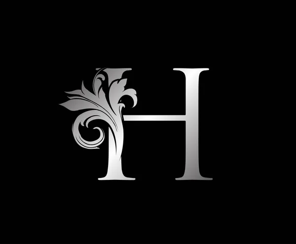 ブティック ジュエリー 美容室 化粧品 ホテル レストランのロゴに最適なシルバーH文字 — ストックベクタ
