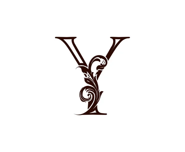 采购产品黑色的花Y 有光滑的叶子形状的设计完美的精品 美容院 化妆品 酒店和餐厅标志 — 图库矢量图片