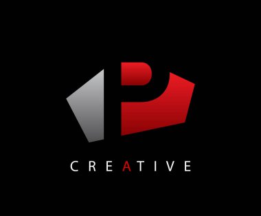 Yaratıcı Soyut Tekno P Harfi Logosu.