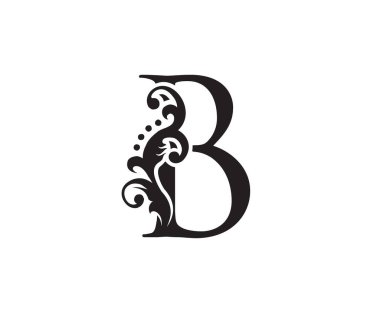 Baş harfi B Klasik Klasik Girdap Logosu Şablonu. Harf Damgası.