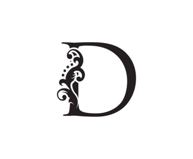 Baş harfi D Klasik Klasik Girdap Logosu Şablonu. Harf Damgası.