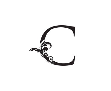 Lüks Baş Harf C Logo Simgesi Vektör Tasarımı Harfli Çiçek Yaprağı Konsepti.