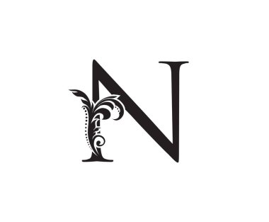 Basit siyah lüks harf N logo tasarımı konsepti 