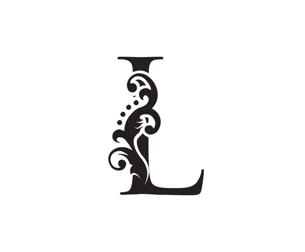 Inicial Classic Vintage Swirl Logo Template Sello Letra — Archivo Imágenes Vectoriales