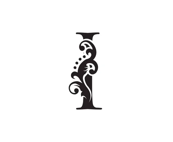 Initiaal Classic Vintage Swirl Logo Template Brievenpostzegel — Stockvector