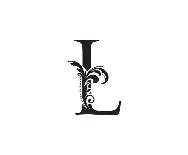 Luxo Carta Inicial Logo Ícone Vector Design Conceito Folha Floral — Vetor de Stock