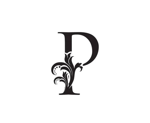 手紙Pモノグラム高級ロゴアイコン ヴィンテージデザインコンセプトは 最初のための文字P黒の色で渦巻く 高級ビジネス ホテル 結婚式サービスとより多くのブランドアイデンティティ — ストックベクタ