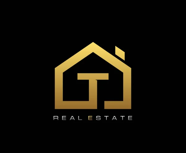 Golden House Logo Design Immobilien Ikone — Stockvektor