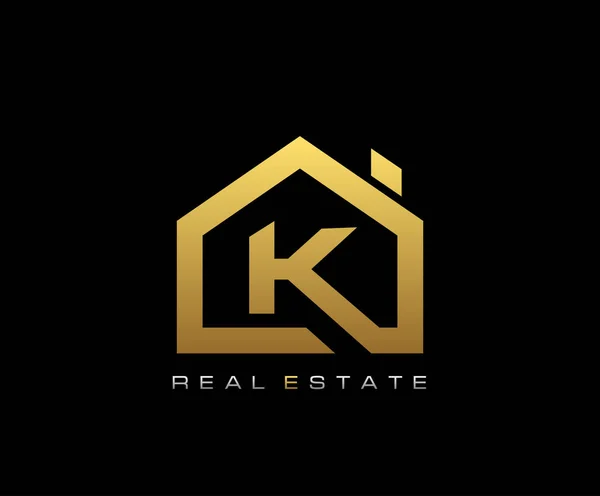 Golden House Logo Design Real Estate Icon — Stock Vector