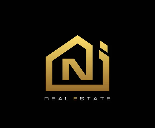 Logo Golden House Progettare Icona Immobiliare — Vettoriale Stock