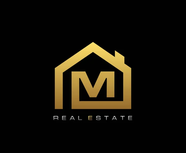 Logo Golden House Progettare Icona Immobiliare — Vettoriale Stock