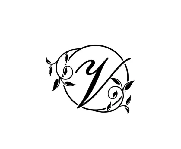 Clássico Letra Elegante Logotipo Floral Vintage Desenhado Carta Selo Emblema — Vetor de Stock