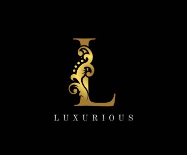 Altın L Lüks Logo Simgesi, Klasik Altın Harf Logosu Tasarımı.