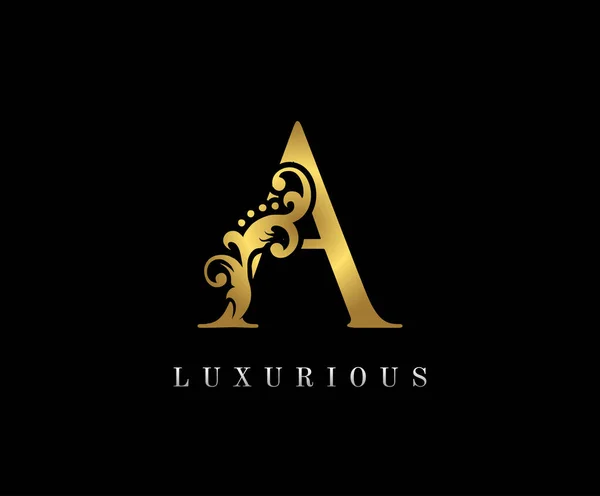 Golden Luxury Logo Ikon Vintage Arany Levél Logó Tervezés — Stock Vector