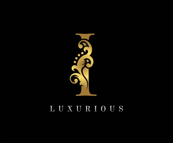 Golden Luxury Logo Ikon Vintage Arany Levél Logó Tervezés — Stock Vector