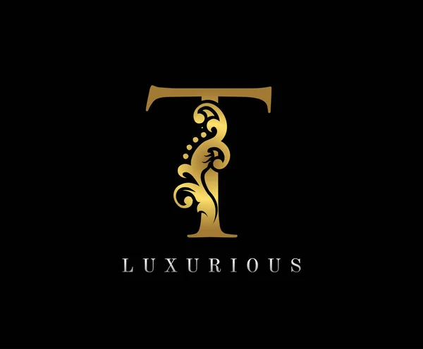 Ícone Logotipo Luxo Dourado Design Logotipo Carta Ouro Vintage —  Vetores de Stock