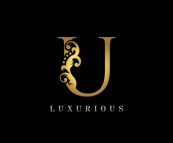 Golden Luxury Logotyp Ikon Vintage Guld Bokstäver Logotyp Design — Stock vektor