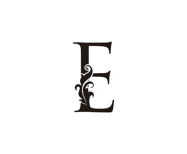 Logotipo Vintage Letter Carta Floral Negra Con Hojas Con Clase — Vector de stock