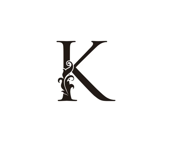 Klasyczne Logo Literowe Black Floral Letter Classy Leaves Kształt Projektu — Wektor stockowy