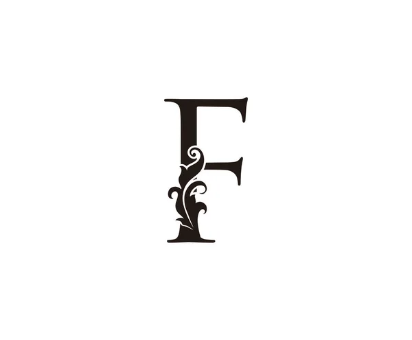 Vintage Letter Logo Black Floral Letter Classy Leaves Shape Design — стоковий вектор