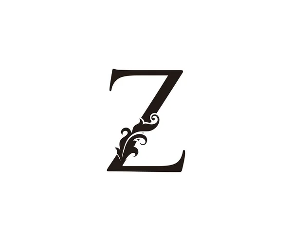 复古Z字母标志 美容美发 化妆品 酒店及餐厅标志设计完美的黑色花卉信件 — 图库矢量图片