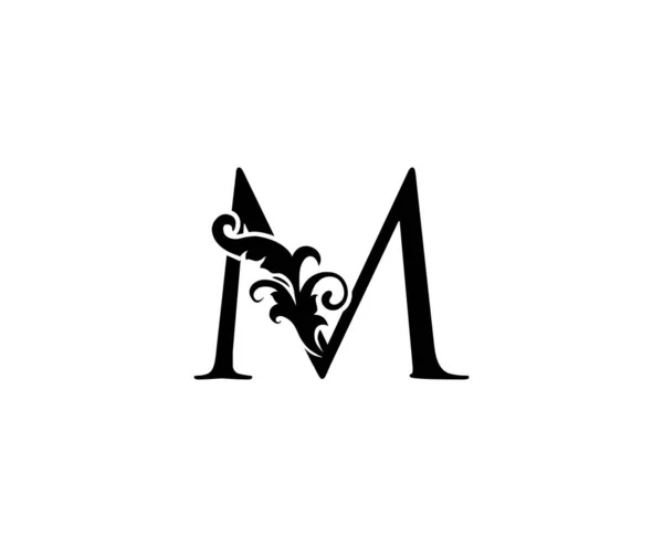 Ročník Letter Logo Černé Květinové Písmeno Stylovým Designem Listů Ideální — Stockový vektor