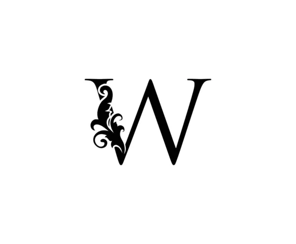 Vintage Brev Logotyp Black Floral Letter Med Klassiska Blad Form — Stock vektor