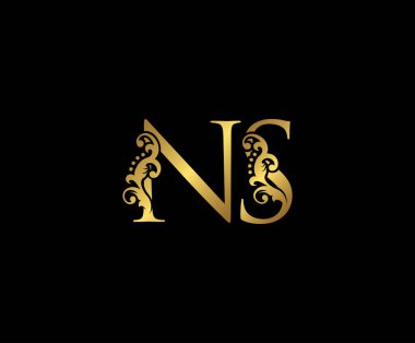 İlk harf NS, Altın Logo Simgesi, şık altın harfli logo simgesi butik, restoran, düğün servisi, otel veya iş kimliği için uygun..