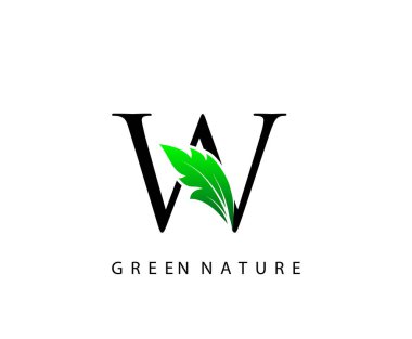Doğa W Harfi Yeşil Yaprak Logo Tasarımı.